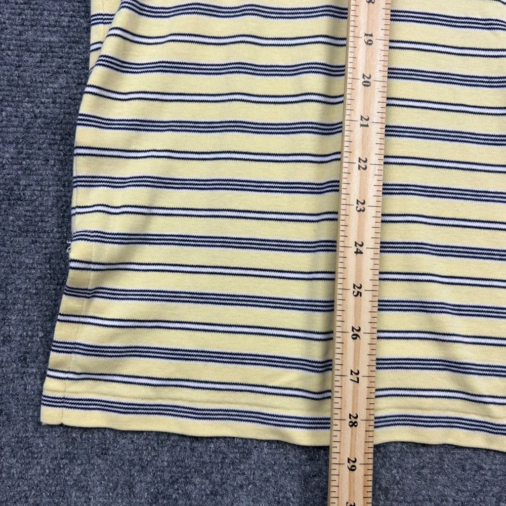 Polo Ralph Lauren Polo Shirt Mens L Yellow Blue Striped Preppy Golf Short Sleeve
